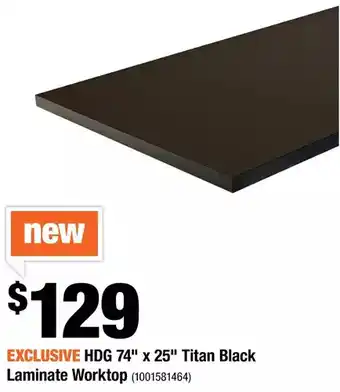 Home Depot Hdg 74" x 25" titan black laminate worktop offer