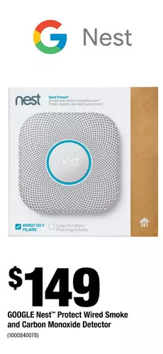 Home Depot Google nest protect wired smoke and carbon monoxide detector offer