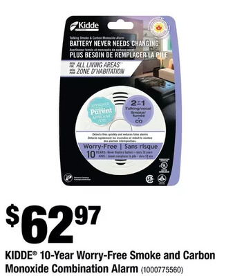 Home Depot Kidde 10-year worry-free smoke and carbon monoxide combination alarm offer