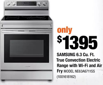 Home Depot Samsung 6.3 cu. ft. true convection electric range with wi-fi and air fry offer