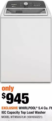 Home Depot Whirlpool 5.4 cu. ft. iec capacity top load washer offer