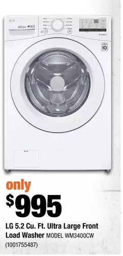 Home Depot Lg 5.2 cu. ft. ultra large front load washer offer
