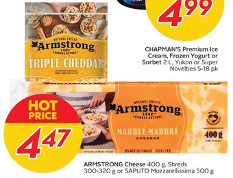 Sobeys Armstrong cheese, shreds or saputo mozzarellissima offer