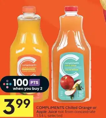 Foodland Compliments chilled orange or apple juice offer