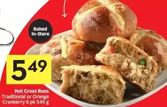 Foodland Hot cross buns traditional or orange cranberry offer
