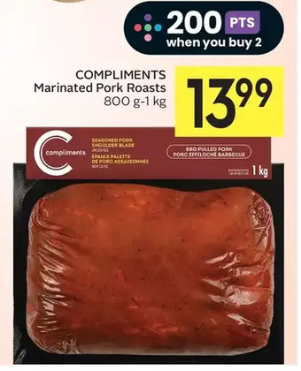 Foodland Compliments marinated pork roasts offer