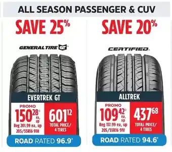 Canadian Tire General tire evertrek gt | certified alltrek tire offer