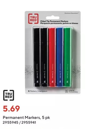 Staples Tru red permanent markers offer