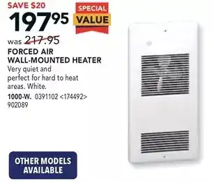 Forced air wall-mounted heater