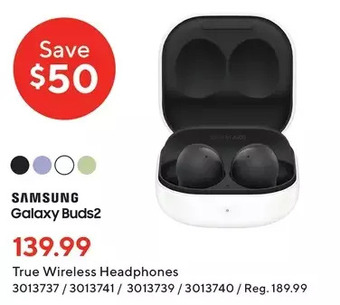 Staples Samsung galaxy buds2 true wireless headphones offer