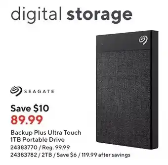 Staples Seagate backup plus ultra touch 1tb portable drive | 2tb offer