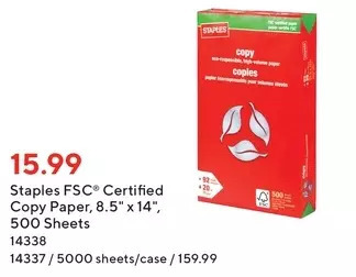 Staples Staples fsc certified copy paper offer