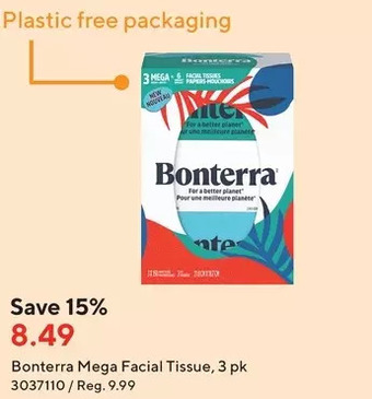 Staples Bonterra mega facial tissue offer