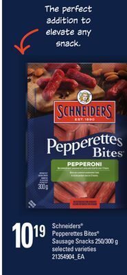 Loblaws Schneiders® pepperettes bites® sausage snacks, 250/300 g offer
