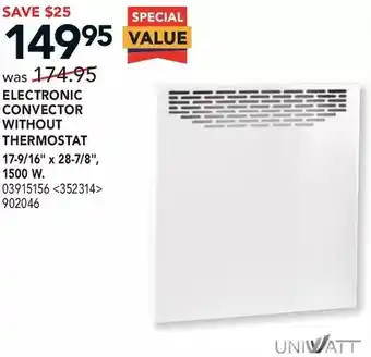 Lowe's Uniwatt electronic convector without thermostat 17-9/16" x 28-7/8", 1500 w offer