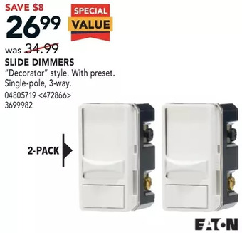 Lowe's Eaton slide dimmers offer