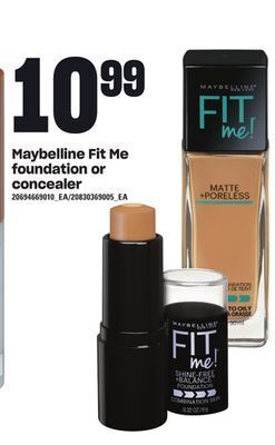 Loblaws Maybelline fit me foundation or concealer offer