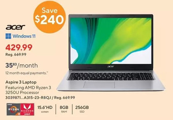 Staples Acer aspire 3 laptop offer