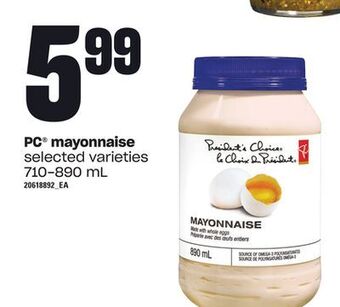 Loblaws Pc® mayonnaise, 710-890 ml offer
