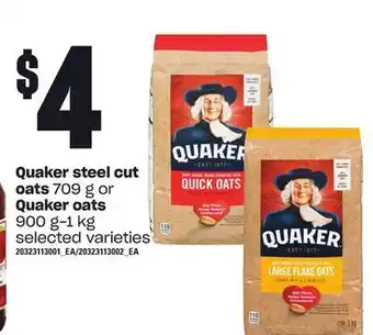 Loblaws Quaker steel cut oats, 709 g or 900 g-1 kg offer