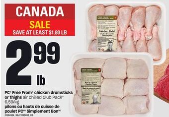 Independent Grocer Pc® free from chicken drumsticks or thighs offer