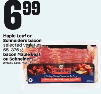 Independent Grocer Maple leaf or schneiders bacon, 65-375 g offer