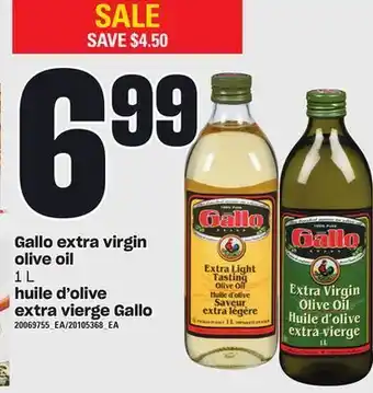 Independent Grocer Gallo extra virgin olive oil, 1 l offer