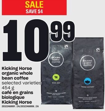 Independent Grocer Kicking horse organic whole bean coffee, 454 g offer