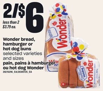 Independent Grocer Wonder bread, hamburger or hot dog buns offer