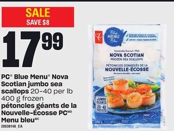 Independent Grocer Pc® blue menu nova scotian jumbo sea scallops 20-40 per lb 400 g offer