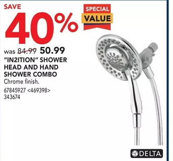 RONA Delta "in2ition" shower head and hand shower combo offer