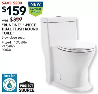 RONA Project source "runfine" 1-piece dual flush round toilet offer