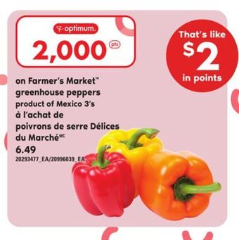 Independent Grocer Farmer's market™ greenhouse peppers, 3's offer