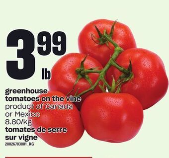 Independent Grocer Greenhouse tomatoes on the vine offer