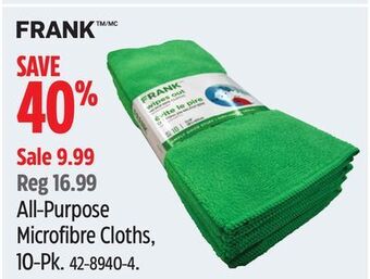 Canadian Tire Frank all-purpose microfibre cloths, 10-pk offer