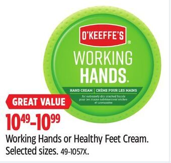 Canadian Tire O'keeffe's working hands or healthy feet cream offer
