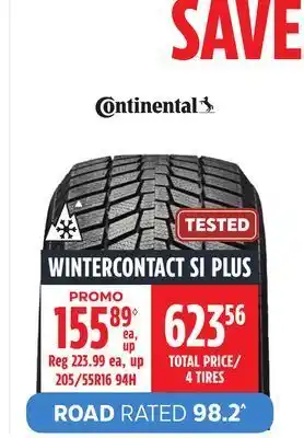 Canadian Tire Continental tire wintercontact si plus offer