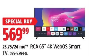 Canadian Tire Rca 65˝ 4k webos smart tv offer