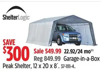 Canadian Tire Shelter logic garage-in-a-box peak shelter, 12 x 20 x 8´ offer