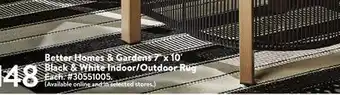 Walmart Better homes & gardens 7'x10' black & white indoor/outdoor rug offer