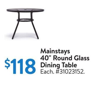 Walmart Mainstays 40" round glass dining table offer