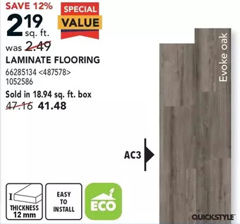 RONA Quickstyle laminate flooring offer