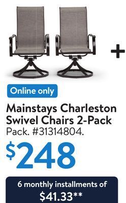 Walmart Mainstays charleston swivel chairs 2-pack offer