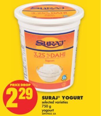No Frills Suraj® yogurt, 750 g offer