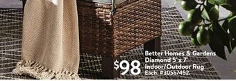 Walmart Better homes & gardens diamond 5' x 7' indoor/outdoor rug offer