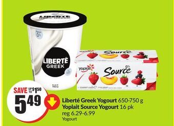 Chalo FreshCo Liberté greek yogourt 650-750 g yoplait source yogourt 16 pk offer