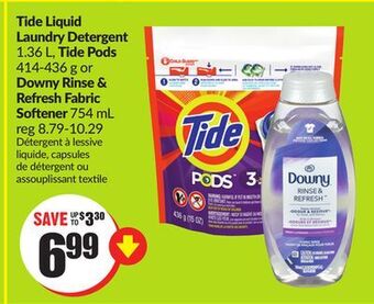 Chalo FreshCo Tide liquid laundry detergent 1.36 l, tide pods 414-436 g or downy rinse & refresh fabric softener 754 ml offer