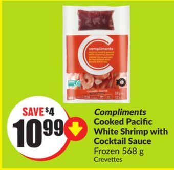 Chalo FreshCo Compliments cooked pacific white shrimp with cocktail sauce frozen 568 g offer