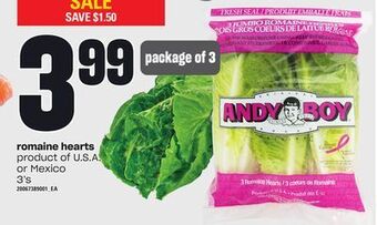 Zehrs Markets Romaine hearts, 3's offer