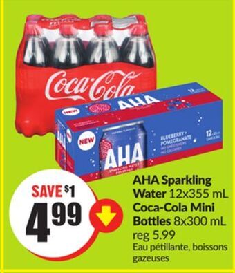 FreshCo Aha sparkling water 12x355 ml coca-cola mini bottles 8x300 ml offer